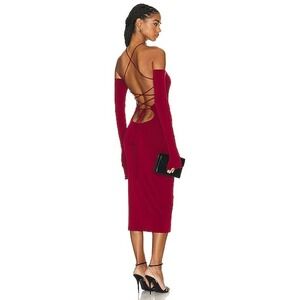 THE ANDAMANE Maddy Lace-Up Midi Dress Women's Size 38. Ruby. NWT. Retail $409